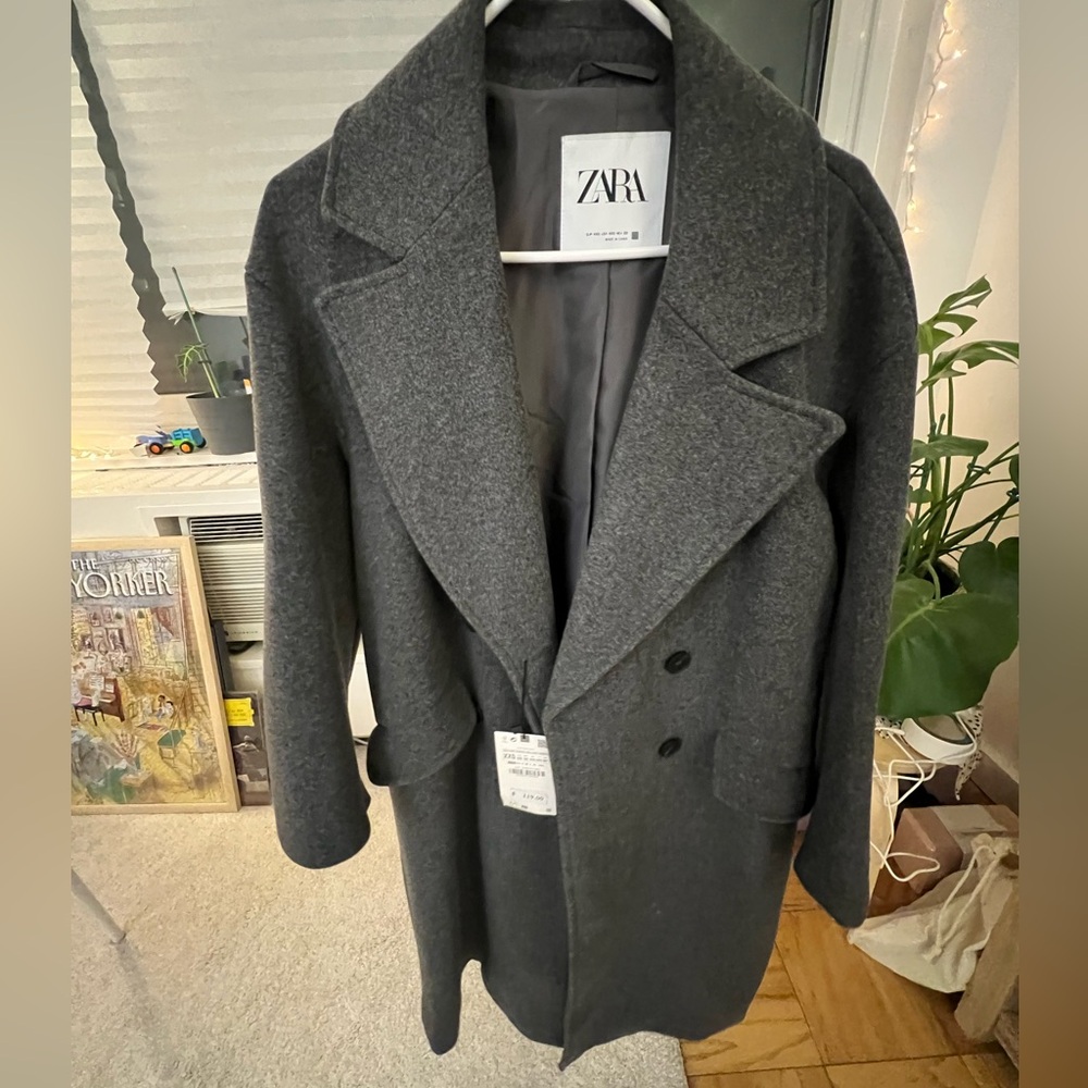 Zara Men's Charcoal Trench Coat